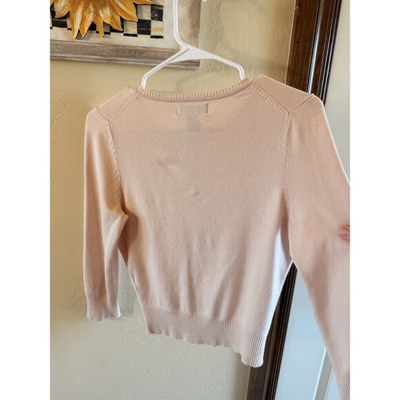 Vtg Dainty Express Silk Cashmere Sz Small Cardigan PinkSweater Rhinestone Button - Picture 7 of 11